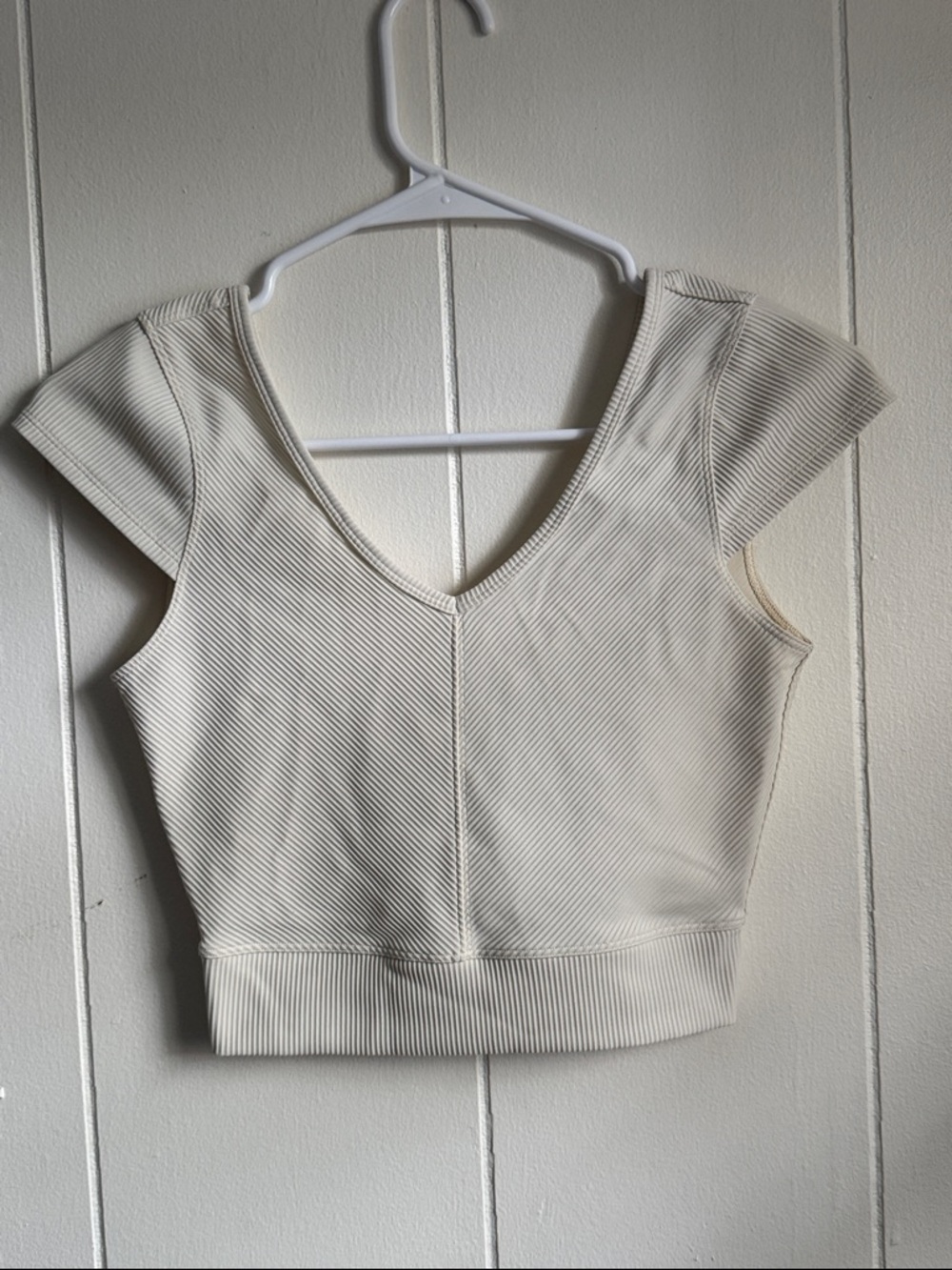 Lululemon Ribbed Crop Top Cap Sleeves Sz 6